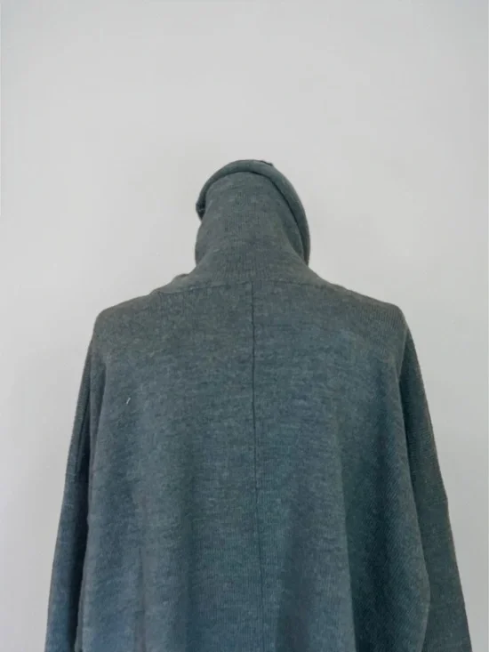 Eskandar Merino Wool Sweater Blue Heather Dolman Sleeve Made in Scotland Sz L - Picture 9 of 10